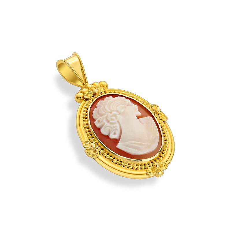 Damaskos Byzantine 18K Gold Pendant with Cameo