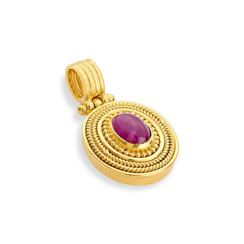 Damaskos Byzantine 18K Gold Pendant with Pearls