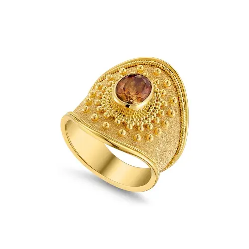 Damaskos Byzantine 18K Gold Ring with Tourmaline - Image 2