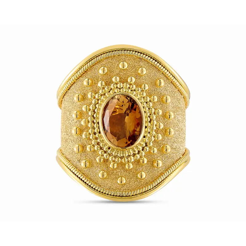 Damaskos Byzantine 18K Gold Ring with Tourmaline