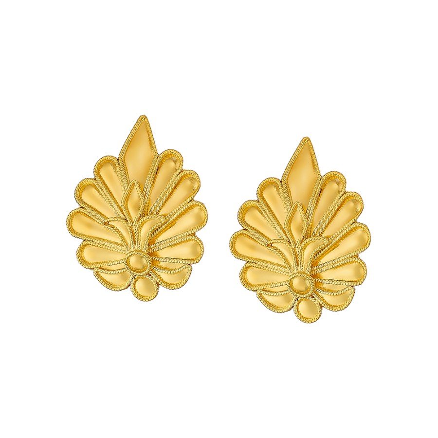 Damaskos Anthemio Palmette 18K Gold Stud Earrings