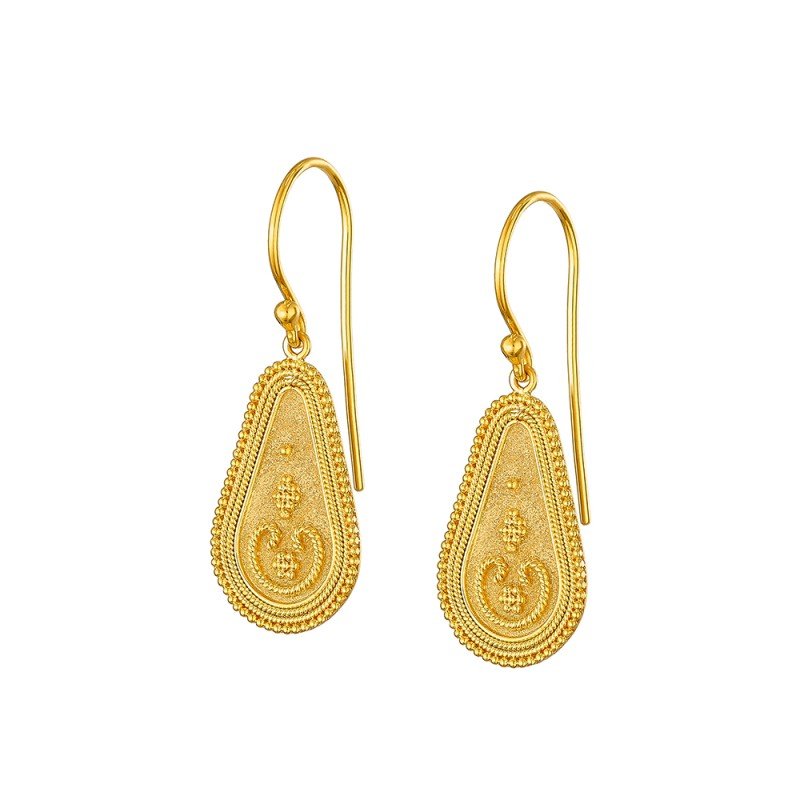 Damaskos Byzantine Teardrop 18K Gold Drop Earrings