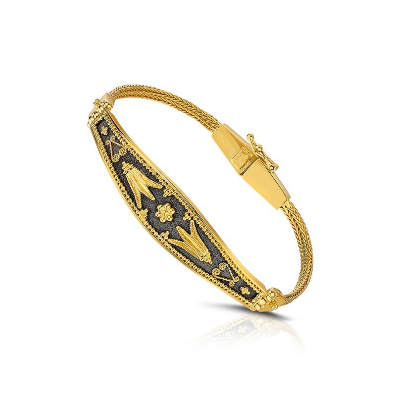 Damaskos Byzantine Braided Bar 18K Gold Bracelet