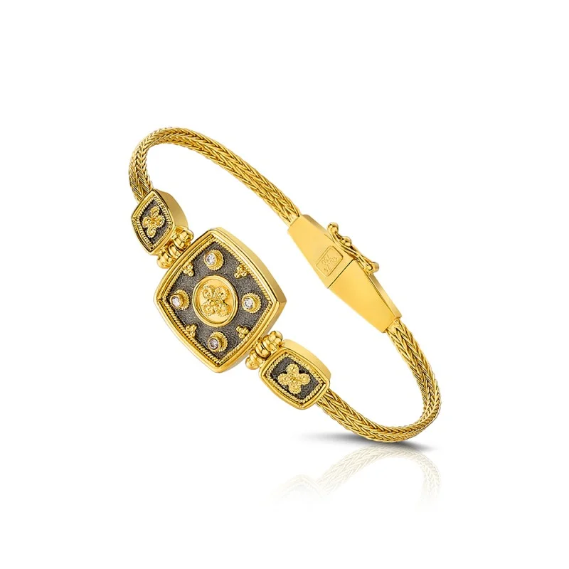 Damaskos Archaic 18K Gold Bracelet with Diamonds