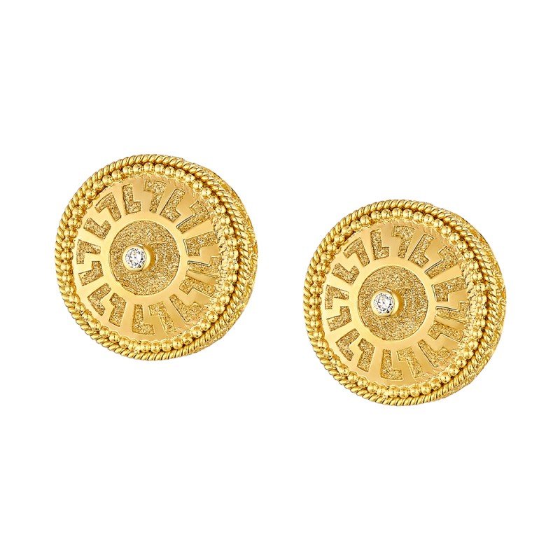 Damaskos Byzantine Coin Stud Earrings in 18K Gold