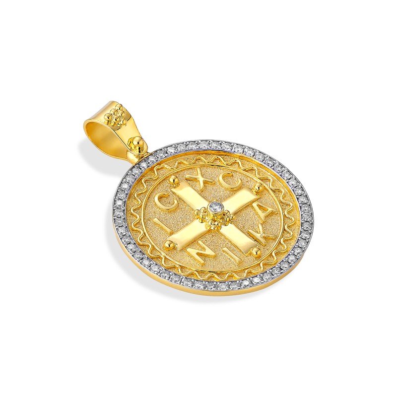 Damaskos Byzantine 18K Gold Constantinato Cross with Diamonds