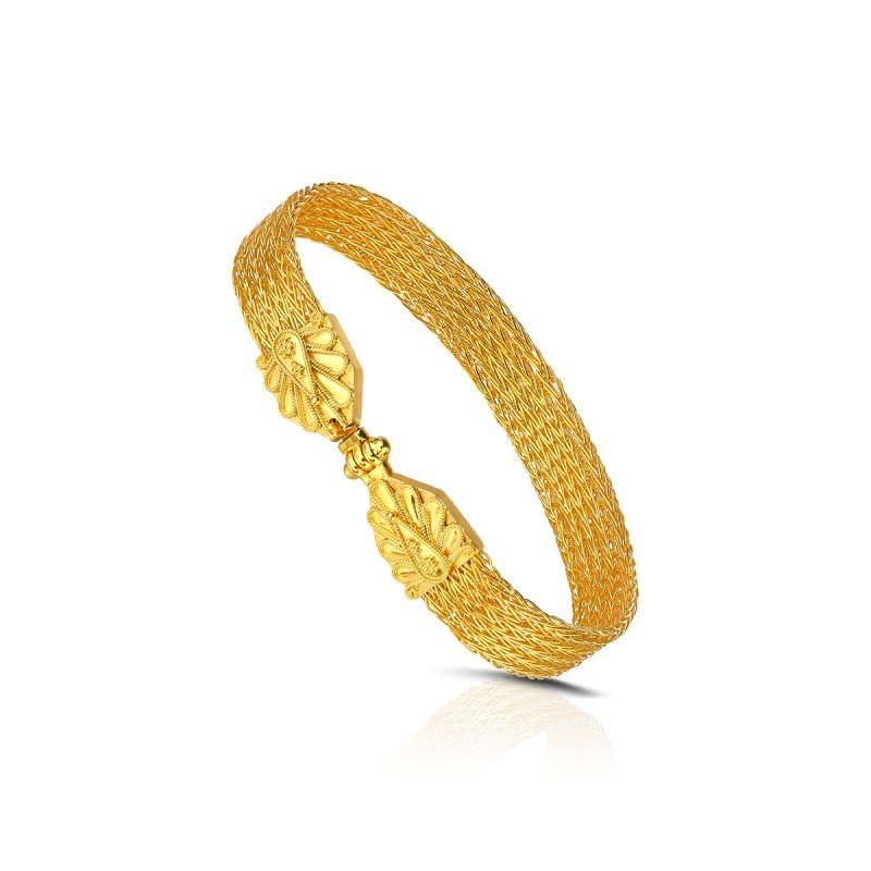Damaskos Archaic Braided 18K Gold Bracelet with Emeralds