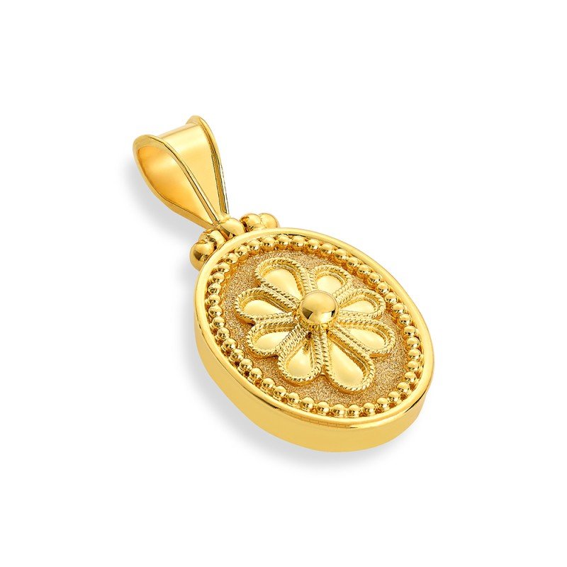 Damaskos Archaic 18K Gold Pendant with Minoan Rodaka 5,2 g