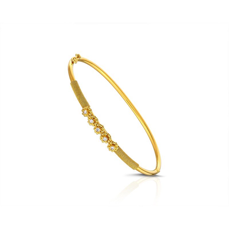Damaskos Byzantine Slim 18K Gold Bangle with Diamonds