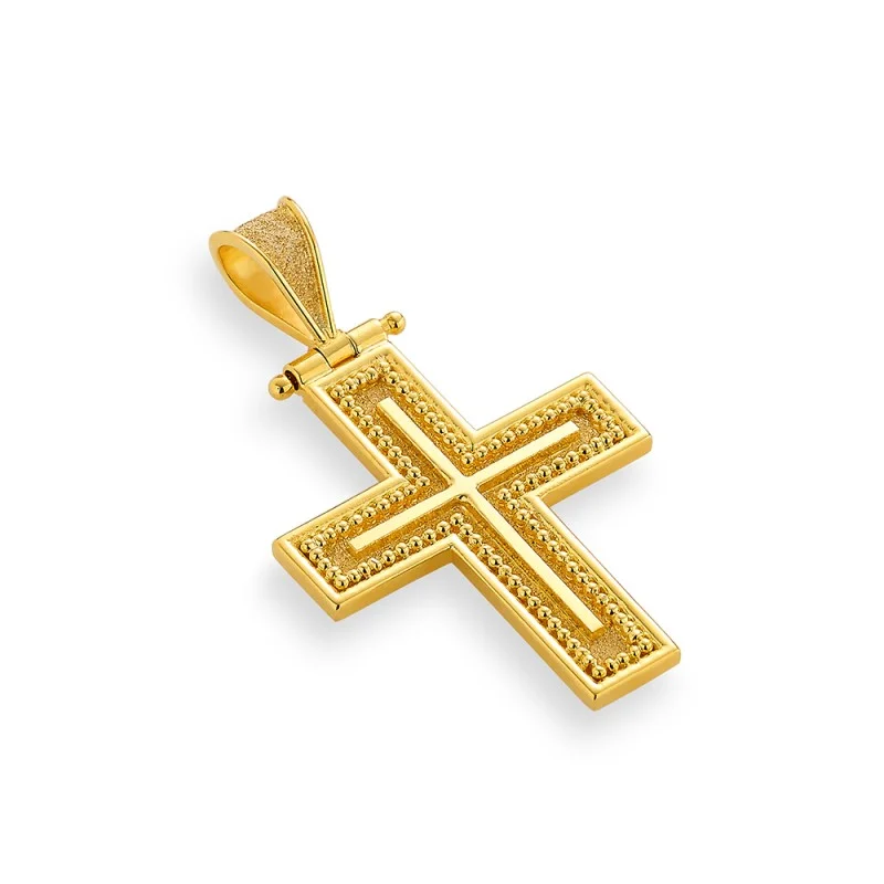 Damaskos Byzantine 18K Gold Cross with Granulation
