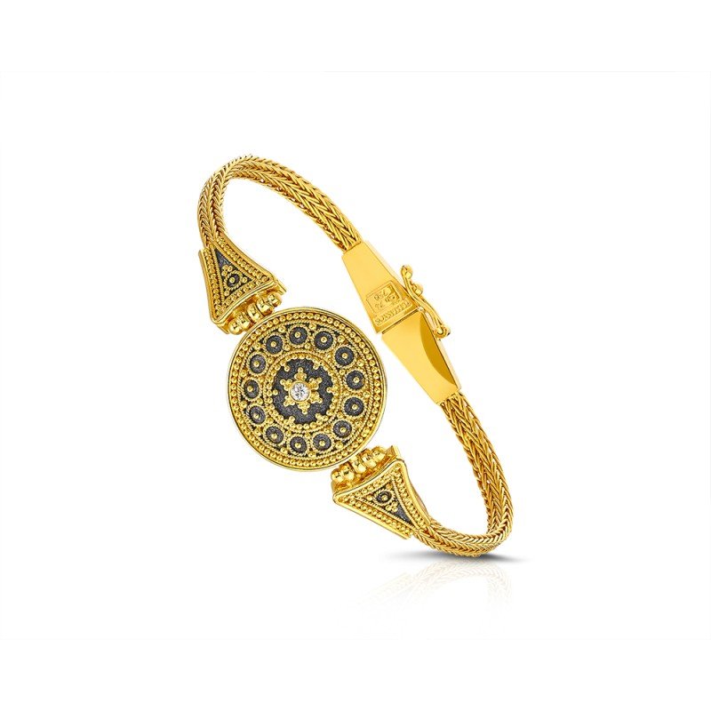 Damaskos Byzantine Medallion Braided Bracelet with Diamond