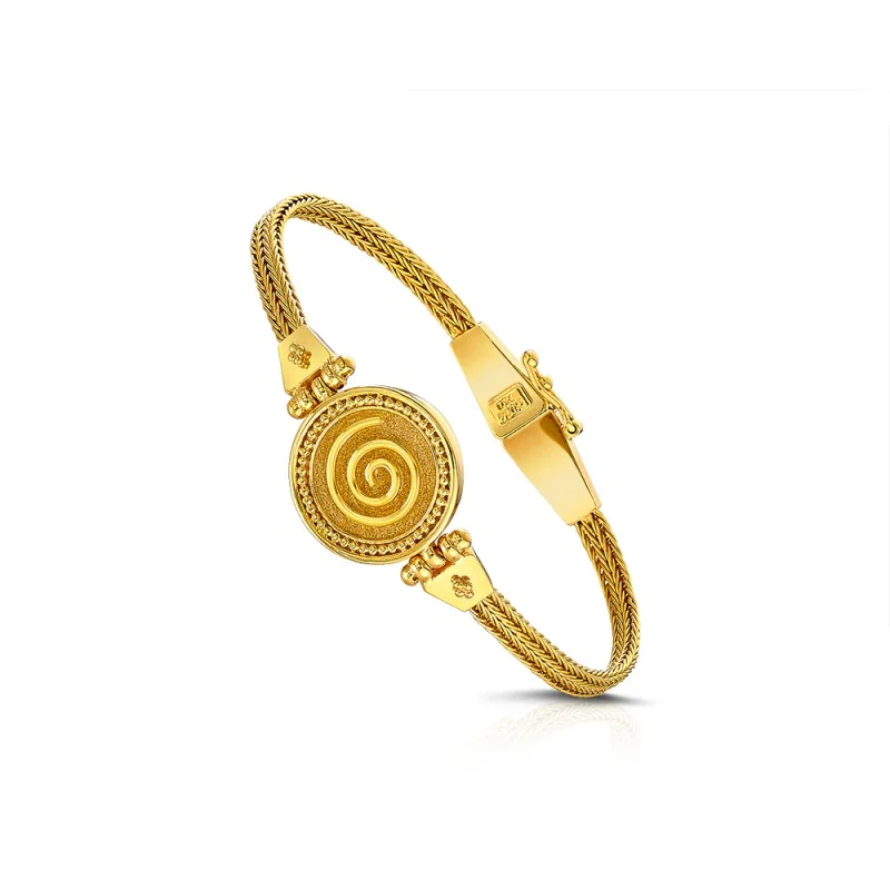 Damaskos Archaic Spiral Medallion 18K Gold Bracelet
