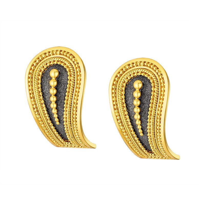 Damaskos Byzantine Paisley 18K Gold Stud Earrings