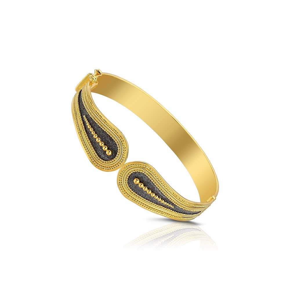 Damaskos Byzantine Paisley 18K Gold Open Bangle - Image 2