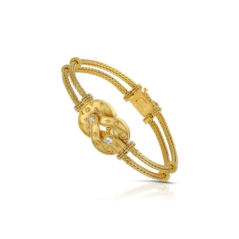 Damaskos Hercules Knot 18K Gold Bracelet with Diamonds