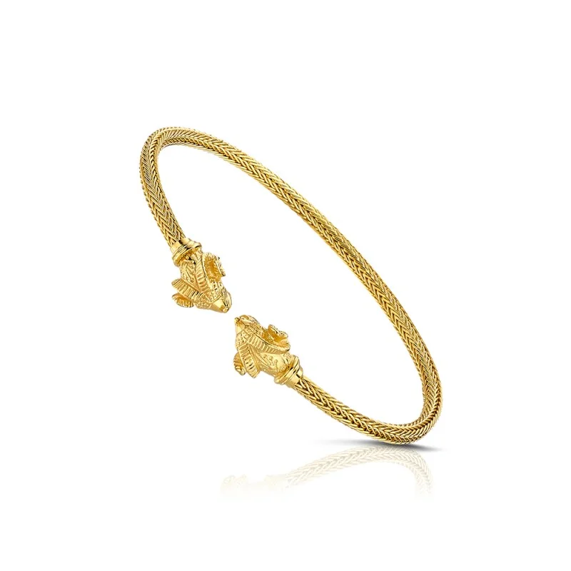 Damaskos Archaic Ram Head 18K Gold Braided Bracelet
