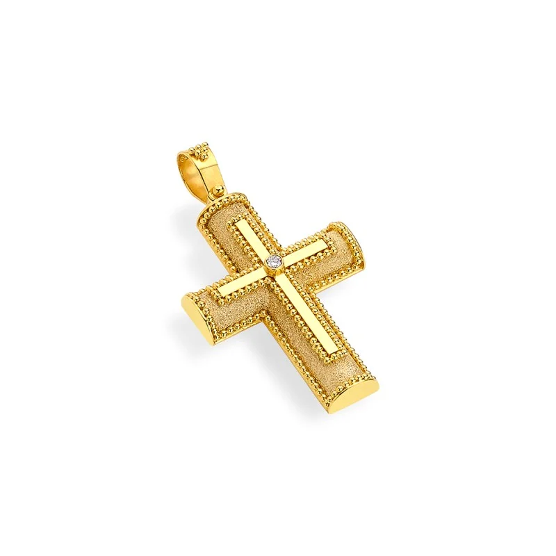 Damaskos Byzantine 18K Gold Petal Cross with Diamond
