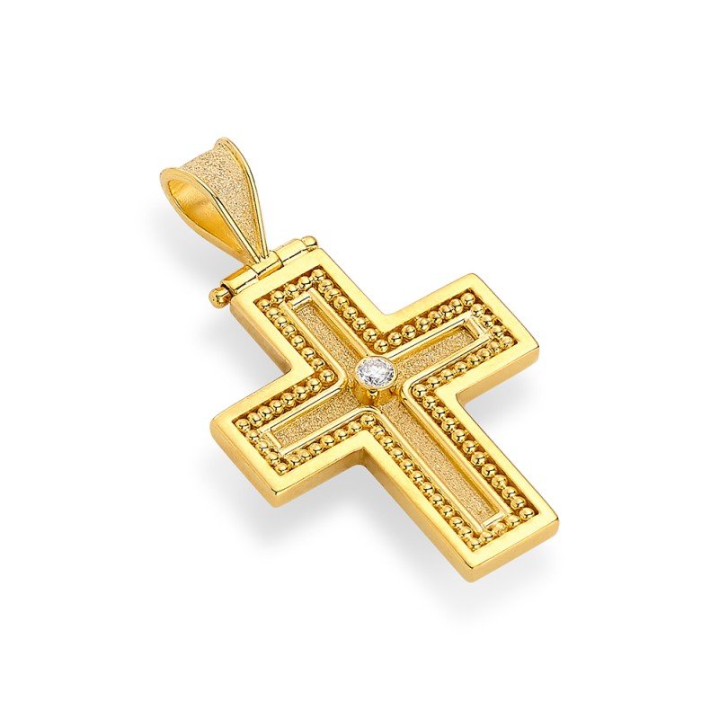 Damaskos Byzantine 18K Gold Cross with Diamonds - Stoa
