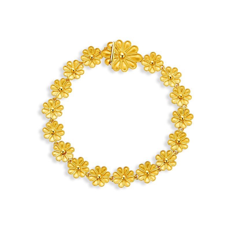 Damaskos Byzantine Floral Link Bracelet in 18K Gold