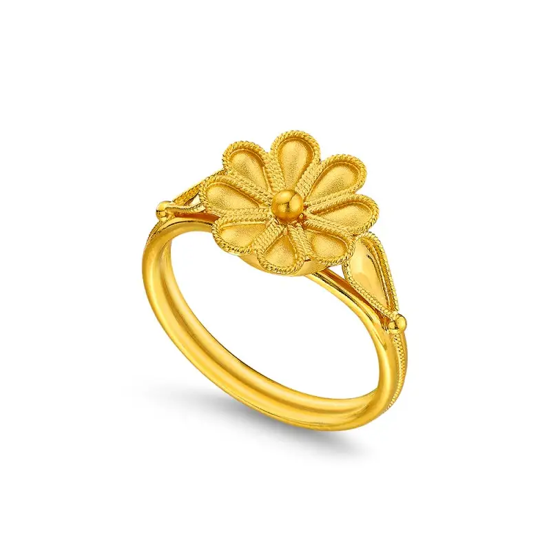 Damaskos Archaic 18K Gold Ring with Rosettes