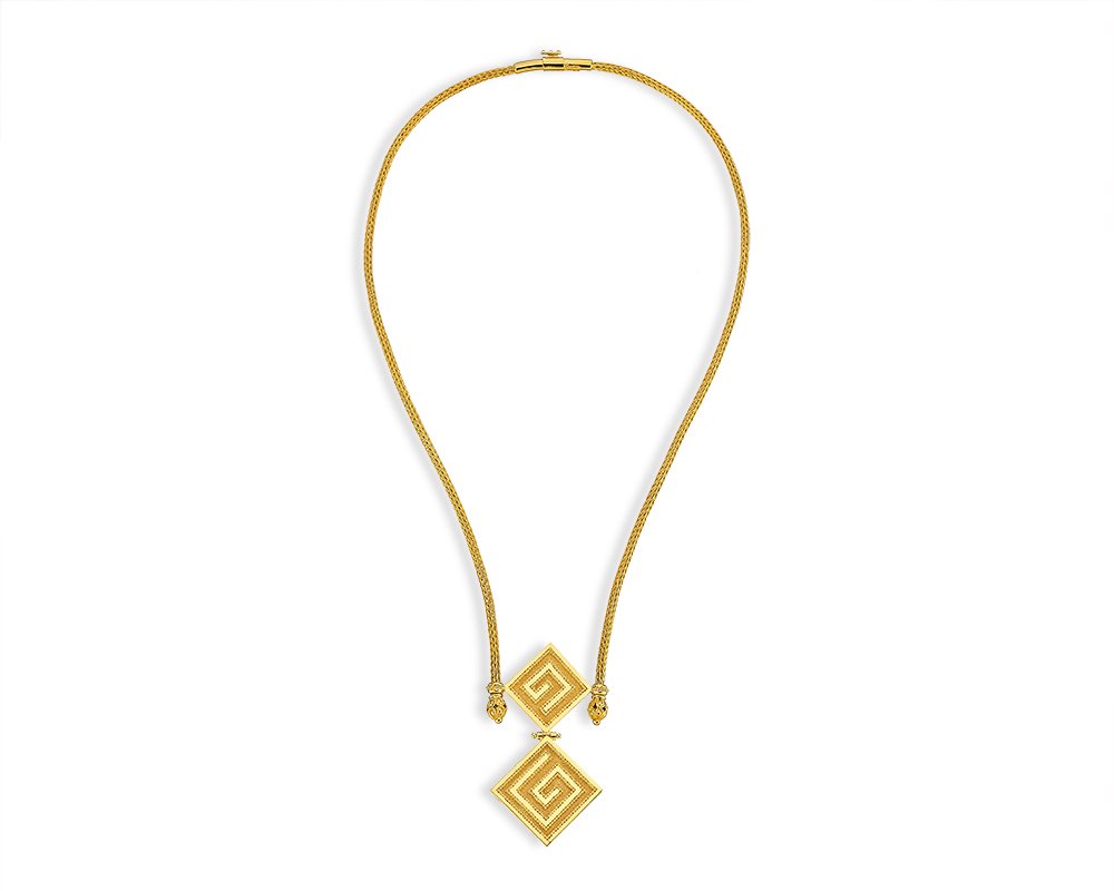 Damaskos Archaic 18K Gold Necklace with Greek Key