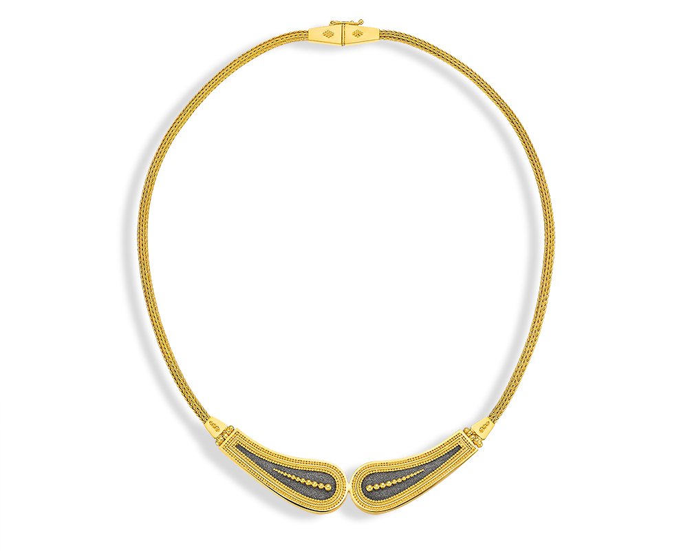 Damaskos Archaic 18K Gold Necklace with Black Platinum