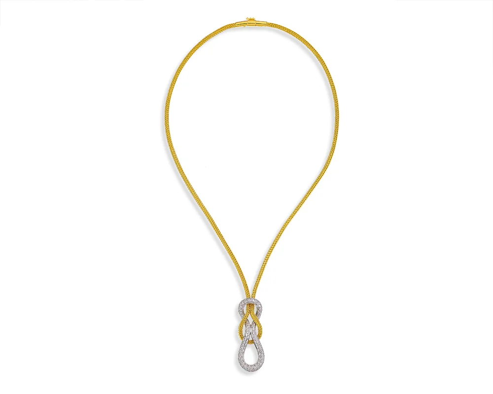Damaskos Archaic 18K Gold Hercules' Knot Necklace with Diamonds