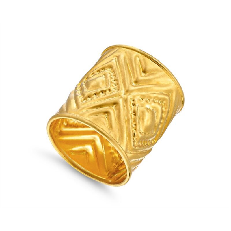 Damaskos Archaic Repoussé 22K Gold Ring side view